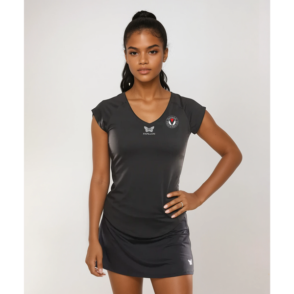 TEAM V-SHIRT DAMEN, SCHWARZ