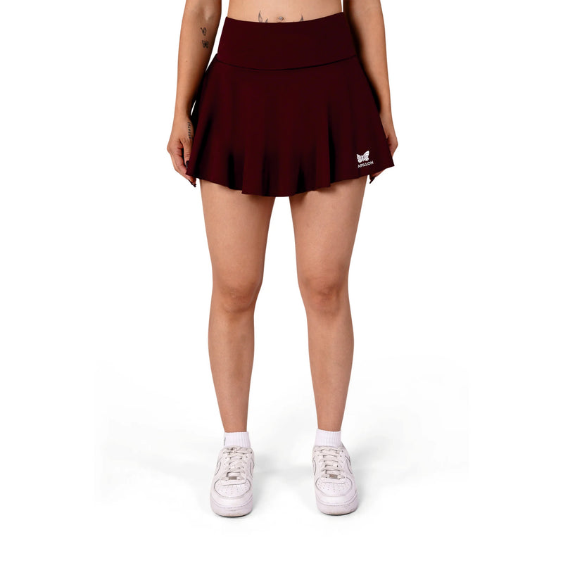 HIGH WAIST ROCK DAMEN, BORDEAUX