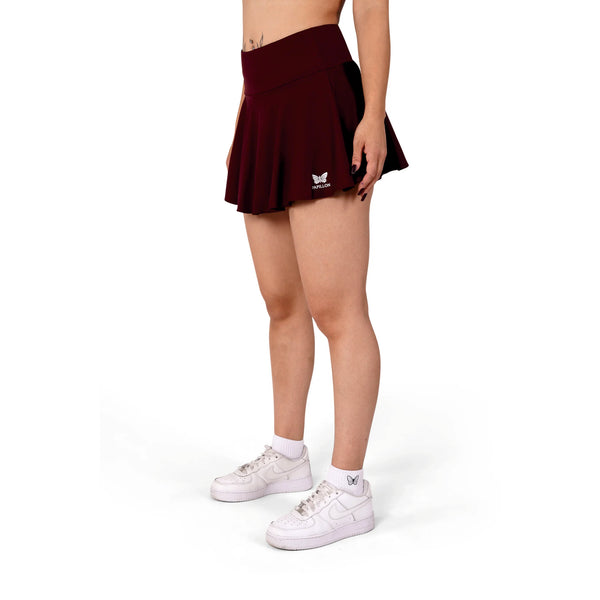 HIGH WAIST ROCK DAMEN, BORDEAUX