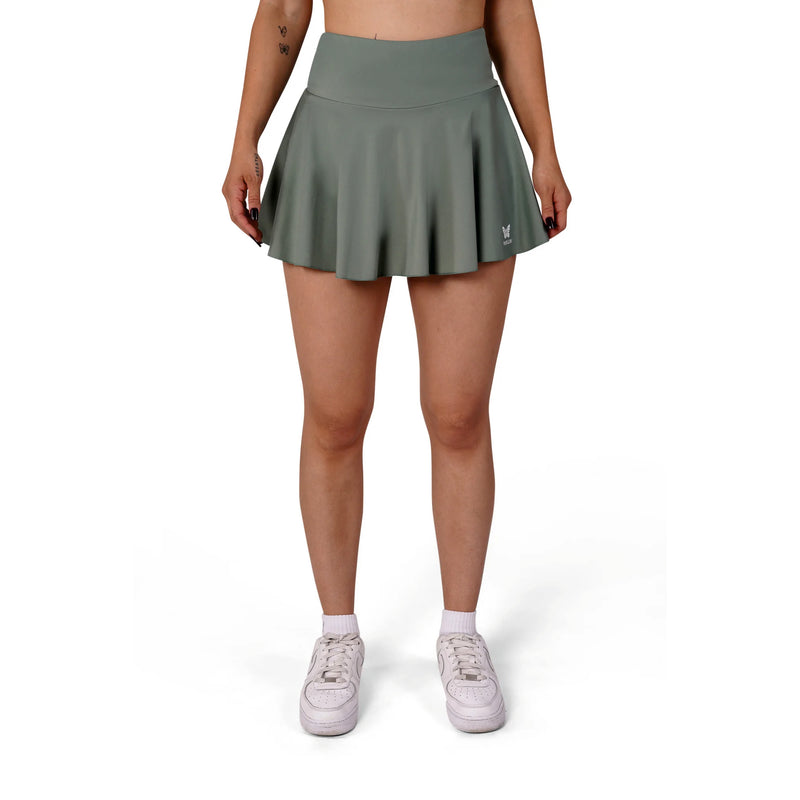 HIGH WAIST ROCK DAMEN, OLIVE GRÜN