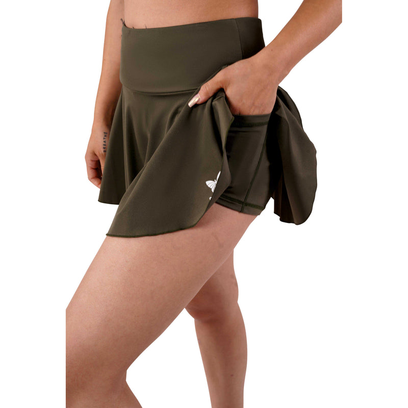 HIGH WAIST ROCK DAMEN, MILITÄR GRÜN