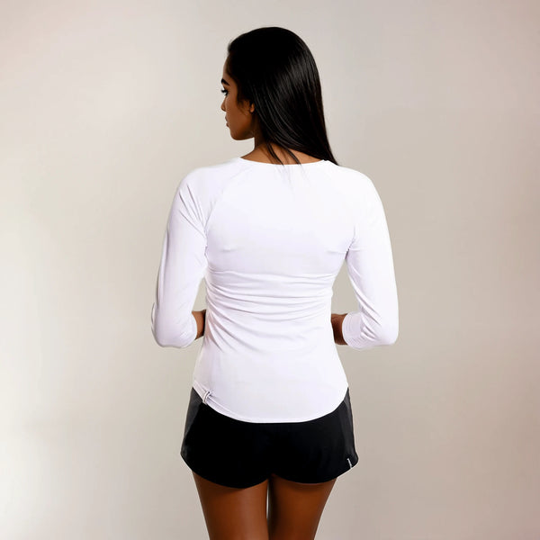 TEAM LONGSLEEVE V-SHIRT DAMEN, WEISS