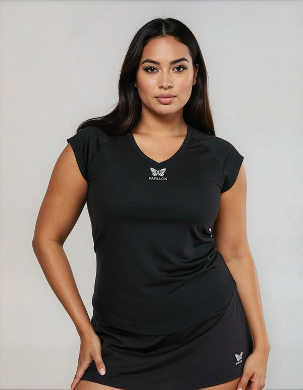 PLUSSIZE V-SHIRT DAMEN, SCHWARZ -NEU-