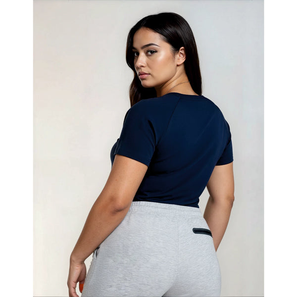 PLUS SIZE V-SHIRT DAMEN, NAVY