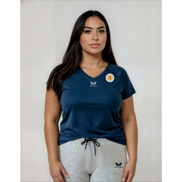 PLUS SIZE V-SHIRT DAMEN, NAVY