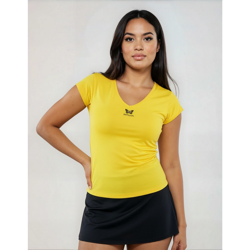 PLUS SIZE V-SHIRT DAMEN, GELB -NEU-