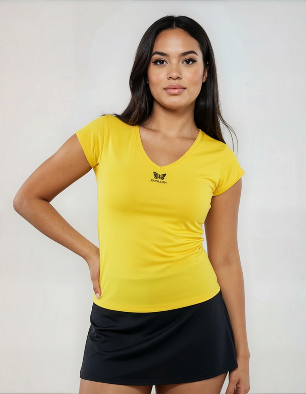 PLUSSIZE V-SHIRT DAMEN, GELB -NEU-
