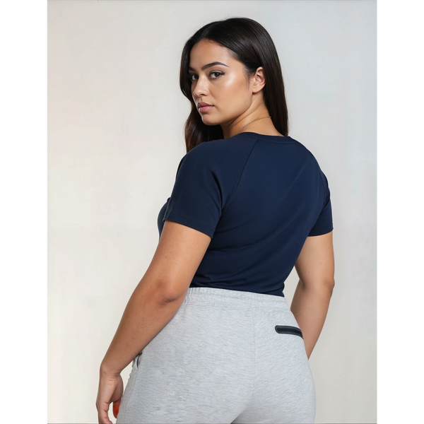 PLUS SIZE V-SHIRT DAMEN, NAVY -NEU-