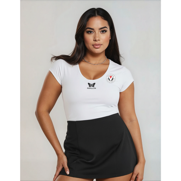 PLUS SIZE TEAM V-SHIRT DAMEN, WEISS