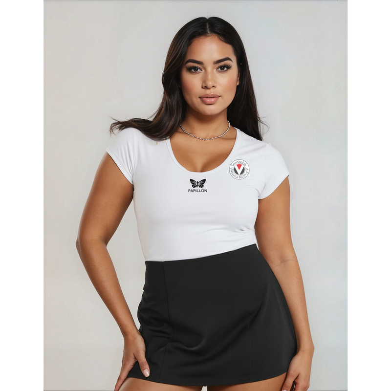 VIKTORIA PLUS SIZE TEAM V-SHIRT DAMEN, WEISS