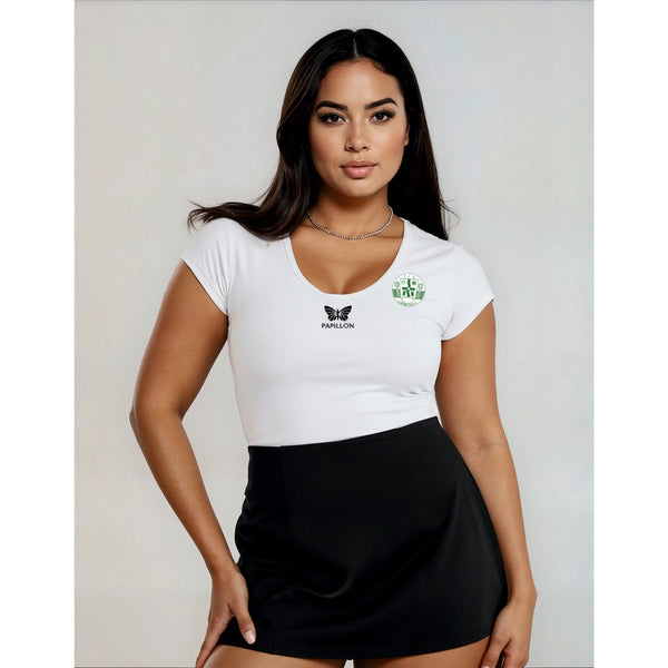 PLUS SIZE TCE GRÖBENZELL TEAM V-SHIRT DAMEN, WEISS