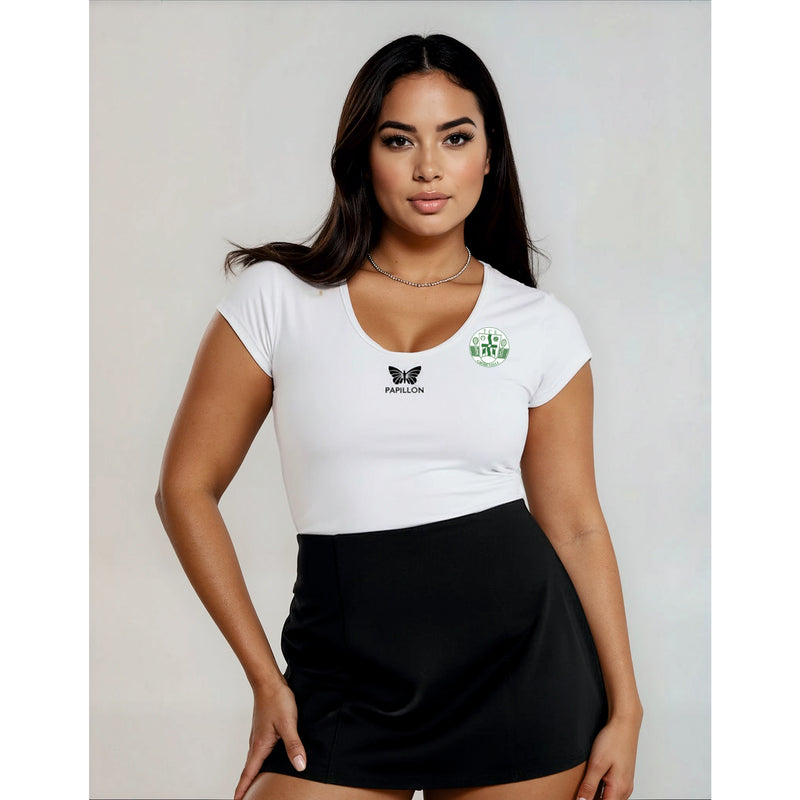 PLUS SIZE TCE GRÖBENZELL TEAM V-SHIRT DAMEN, WEISS