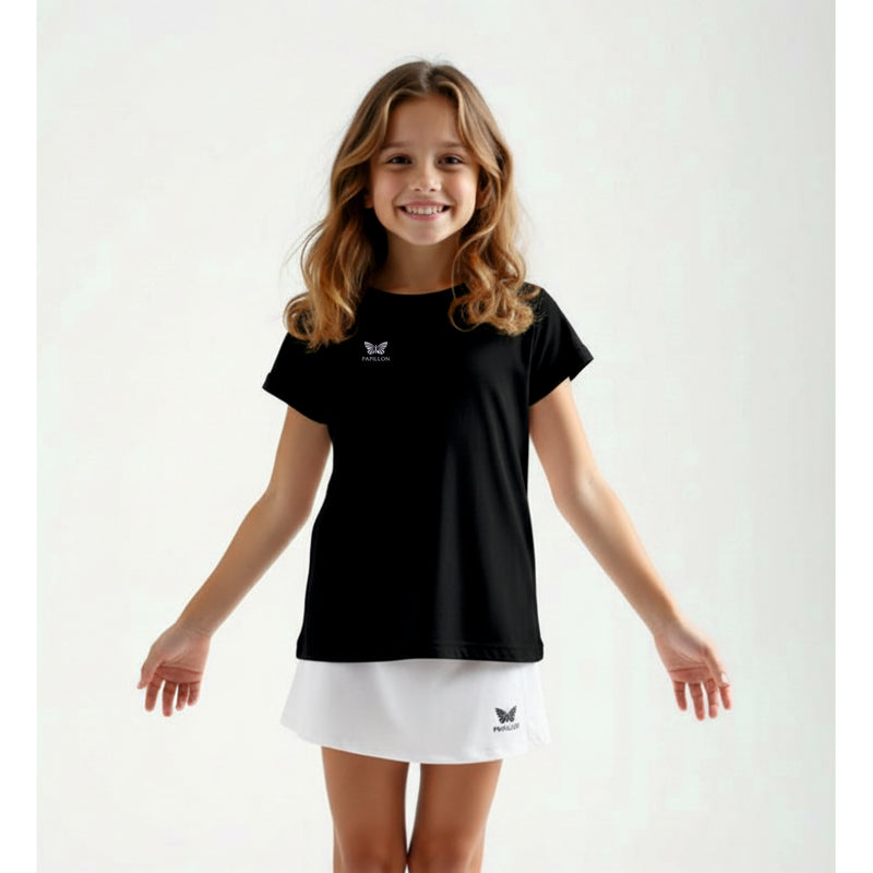 SHIRT RUNDHALS MÄDCHEN, SCHWARZ