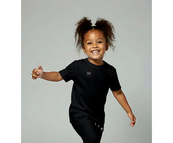 TEAM SHIRT MÄDCHEN, SCHWARZ