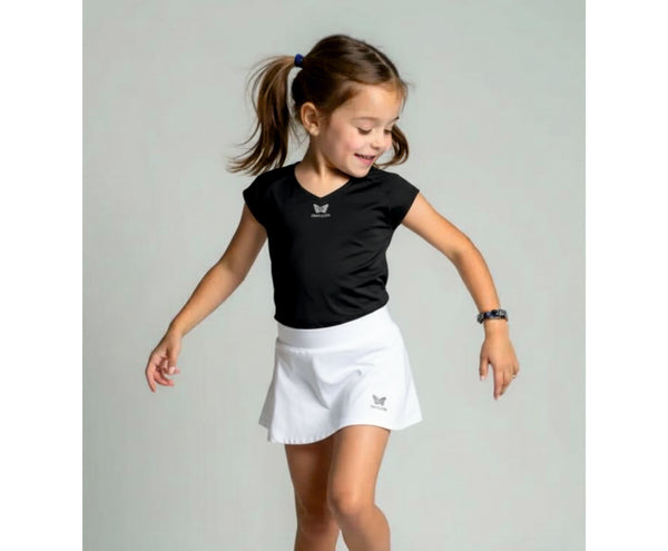 TEAM V-SHIRT MÄDCHEN, SCHWARZ