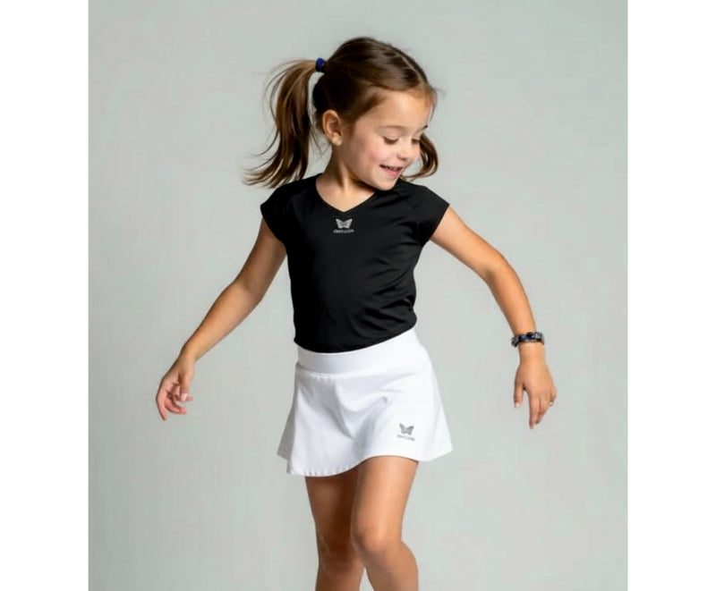 TEAM V-SHIRT MÄDCHEN, SCHWARZ