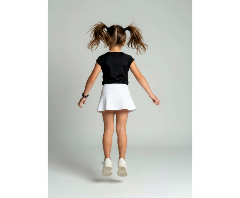 TEAM V-SHIRT MÄDCHEN, SCHWARZ