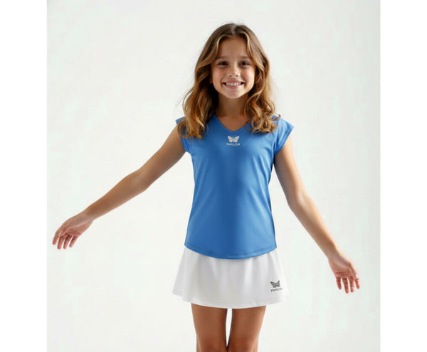 TEAM V-SHIRT MÄDCHEN, BLAU