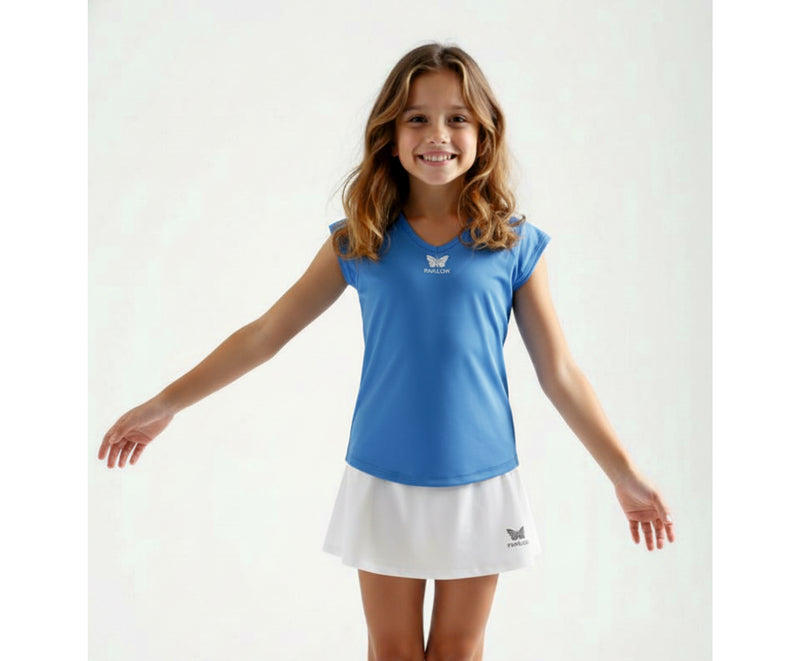 TEAM V-SHIRT MÄDCHEN, BLAU