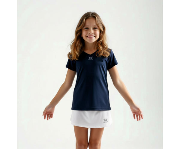 TEAM V-SHIRT MÄDCHEN, NAVY