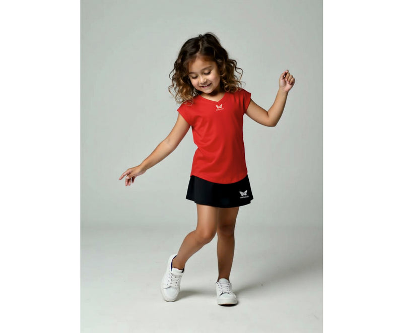 TEAM V-SHIRT MÄDCHEN, ROT