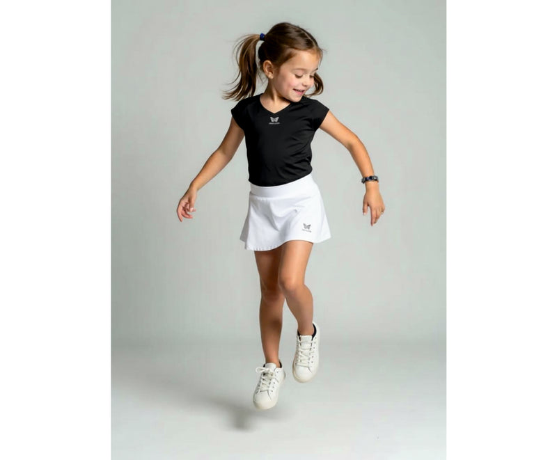 TEAM V-SHIRT MÄDCHEN, SCHWARZ