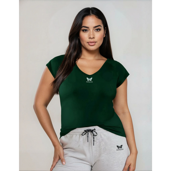 CLUB V-SHIRT DAMEN, DUNKEL GRÜN